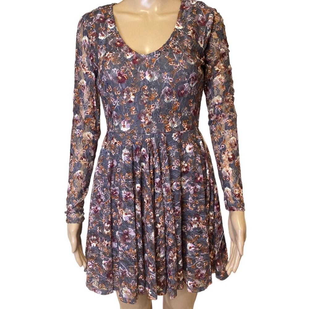 Gray mesh floral dress - Rewind
